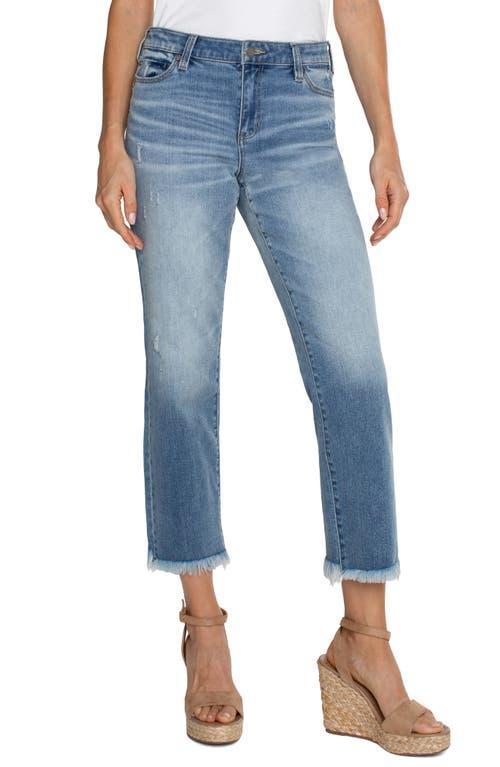 Liverpool Los Angeles Kennedy Mid Rise Crop Straight with Fray Hem Vintage Denim (Ashmore) Women's Jeans Product Image