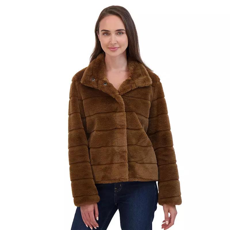 Sebby Collection Womens Sheared Faux Fur Snap Front Jacket Product Image