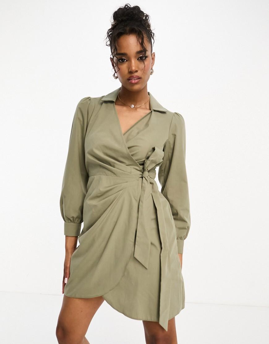 Miss Selfridge poplin wrap shirt dress Product Image