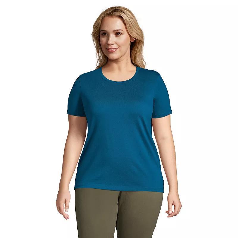 Plus Size Lands End Relaxed Supima Cotton Crewneck Tee, Womens Baltic Blue Product Image