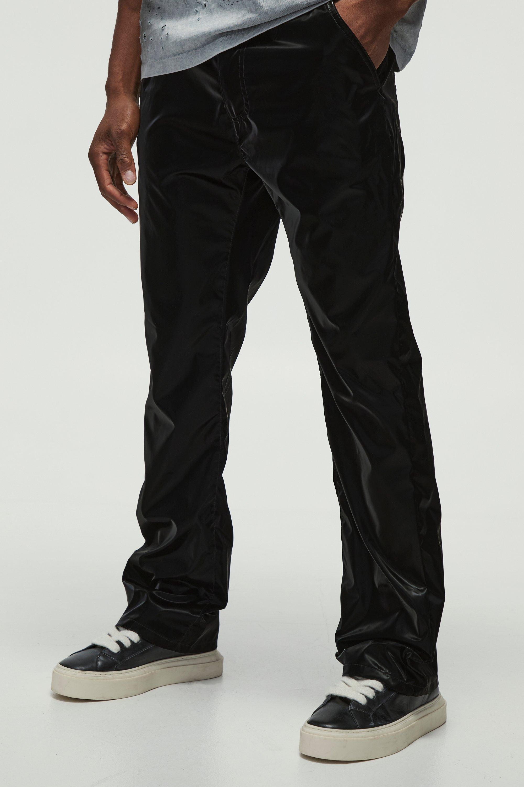 Slim Flare Liquid Nylon Pants | boohooMAN USA Product Image