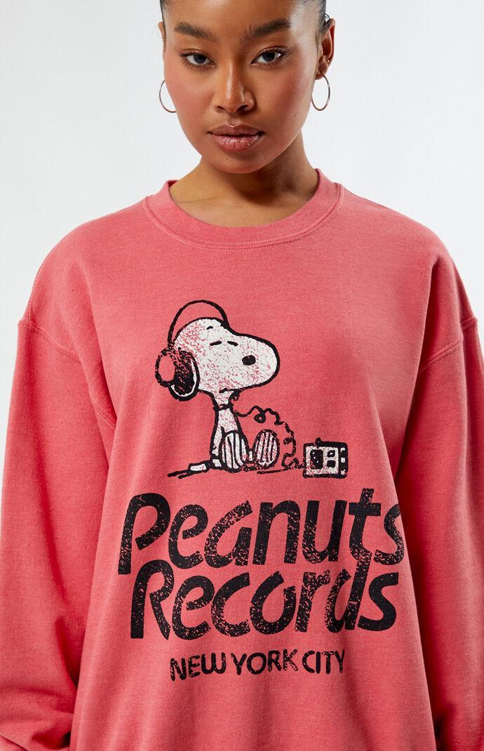 Peanuts Women's Records NYC Headphones Crew Neck Sweatshirt Product Image