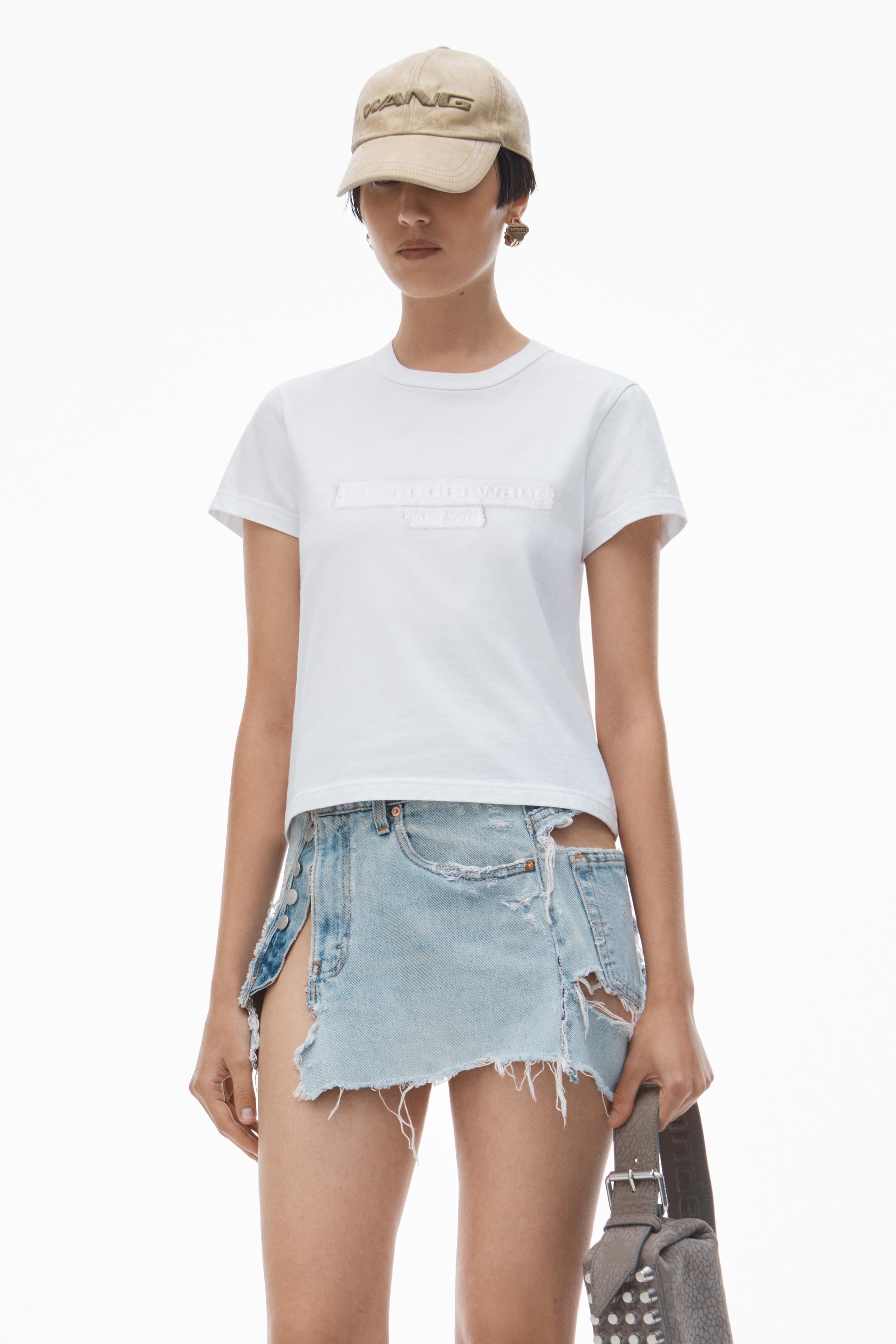 Distressed Logo Shrunken Tee In Cotton Jersey Product Image