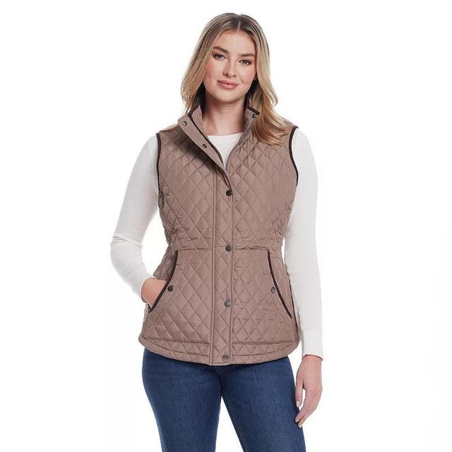 Womens Weathercast Corduroy Trimmed Quilted Vest Product Image