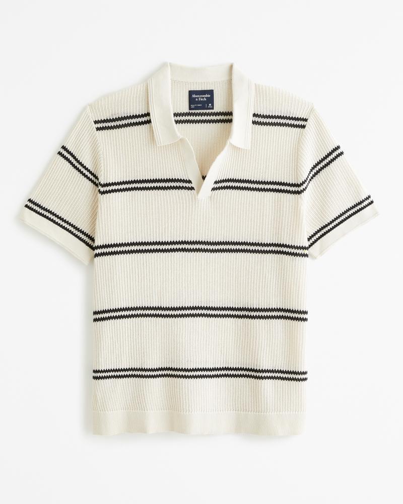 Open Stitch Johnny Collar Sweater Polo Product Image