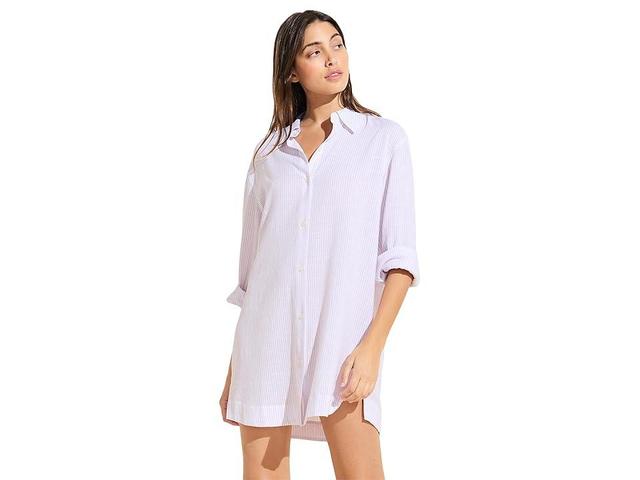 Eberjey Nautico Sleepshirt (White/Lavender) Women's Pajama Product Image