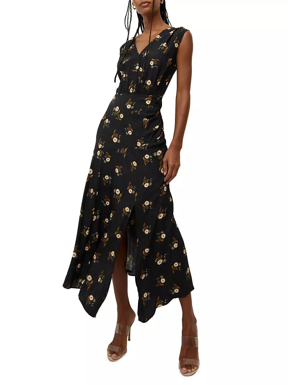 Wixson Silk-Blend Floral Midi-Dress Product Image