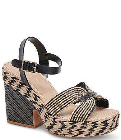 Dolce Vita Cale Raffia Ankle Strap Platform Sandals Product Image