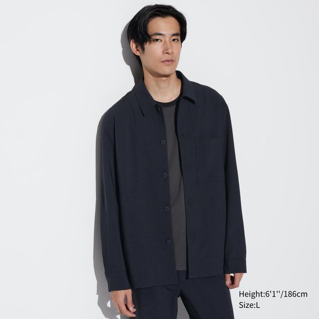 Mens Airsense Shirt Jacket (Wool Like) with Quick-Drying Navy Medium UNIQLO US Product Image