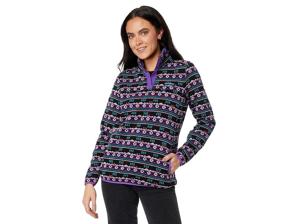 L.L.Bean Sweater Fleece Pullover Print (Navy Birdseye) Women's Clothing Product Image