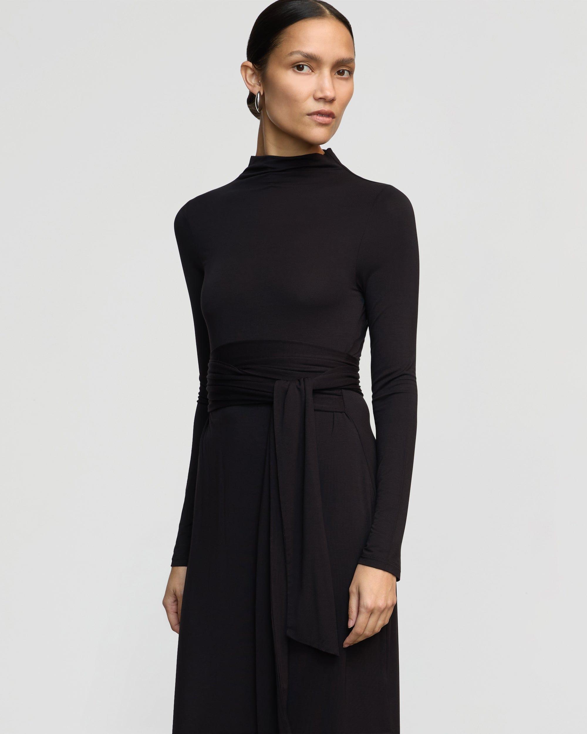 Vero Tie-Front Long-Sleeve Dress Product Image