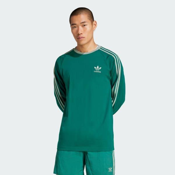 adidas Adicolor Classics 3-Stripes Long Sleeve Tee Collegiate Green 2XL Mens Product Image