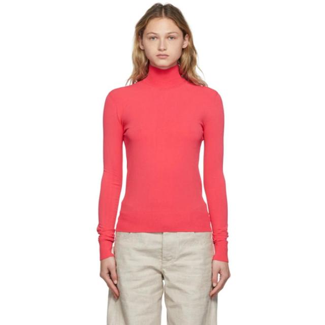 Pink Viscose Turtleneck In Light Pink Product Image