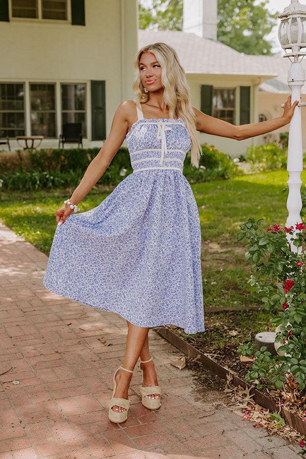 Garden Gorgeous Jacquard Midi in Blue Product Image