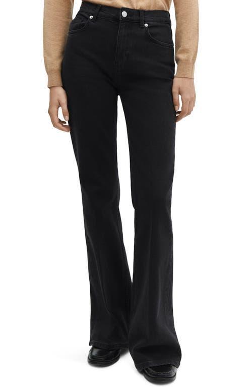 MANGO - Medium-rise flared jeans black denimWomen Product Image