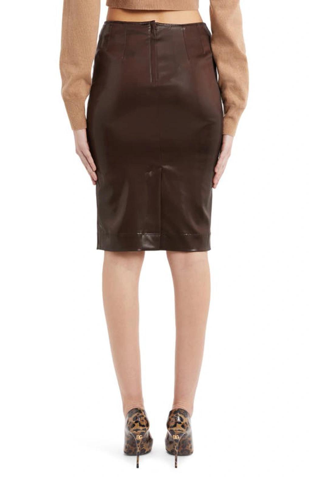 DOLCE & GABBANA High-waisted Midi Pencil-skirt In Brown Product Image