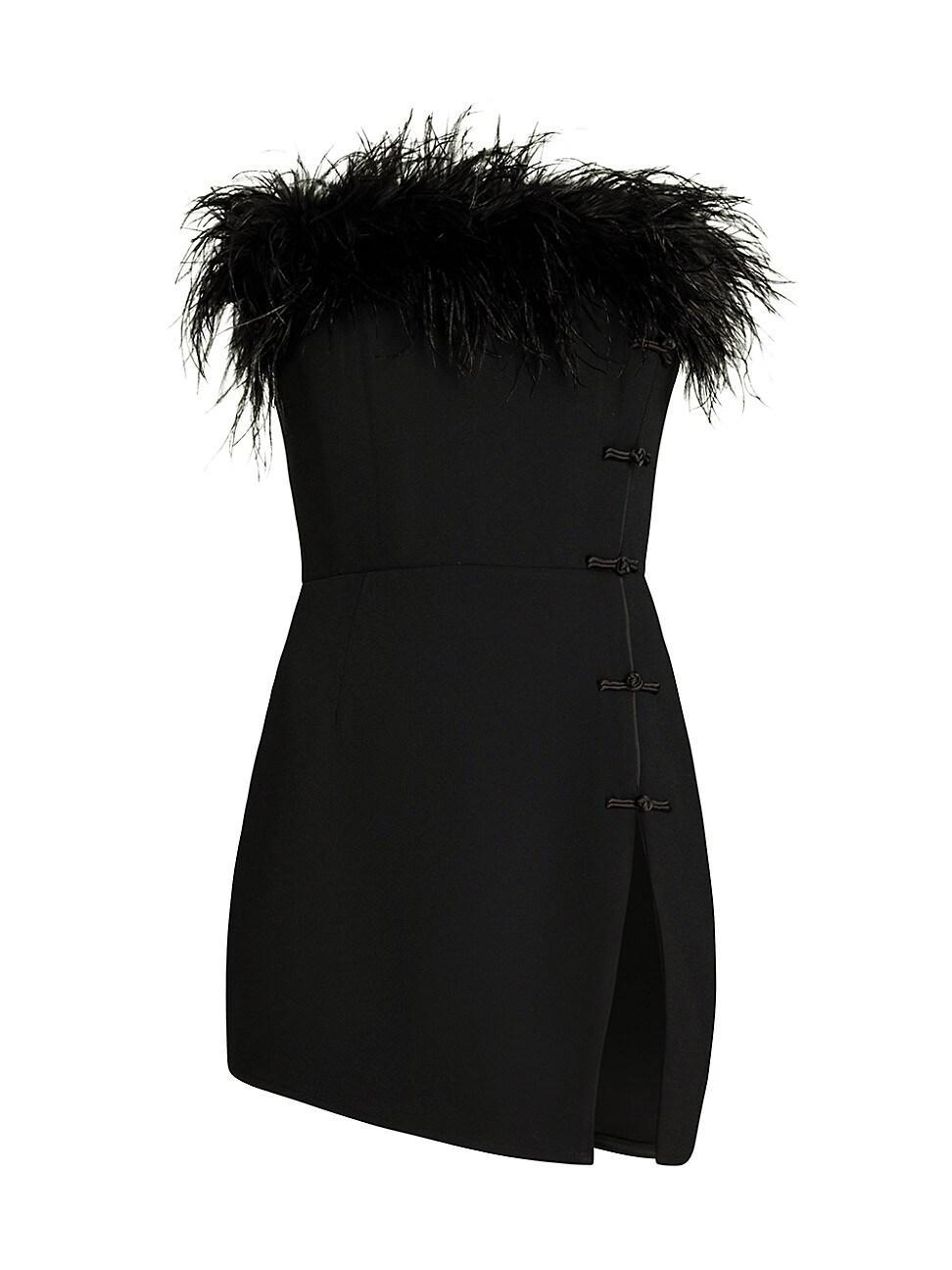 Womens Ima Feather-Trim Strapless Minidress Product Image