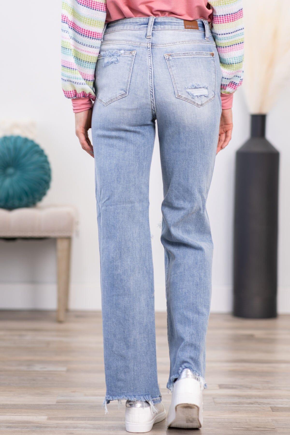 Judy Blue Distressed Knee Wide Leg Jeans Product Image