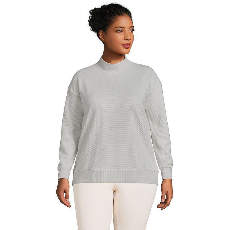 Womens Lands End Long Sleeve Ottoman Mock Pullover Product Image