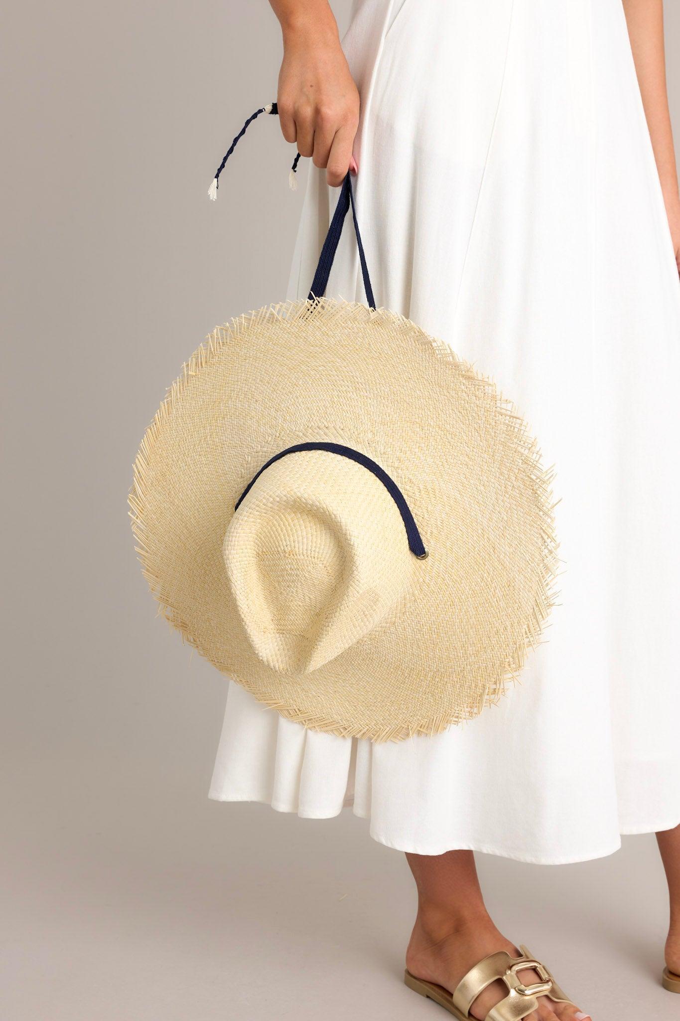 Sunshine Tienda Miriam Wide Brimmed Palm Fringe Hat Product Image