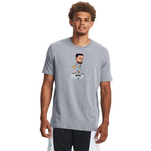 Under Armour Mens Curry Bobble Head T-Shirt - Grey/Black Product Image