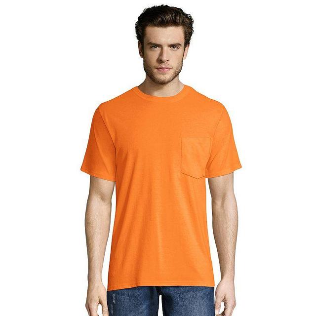 Hanes Mens Short Sleeve Workwear Crewneck T-Shirt 2pk - Neon Orange XXL Product Image