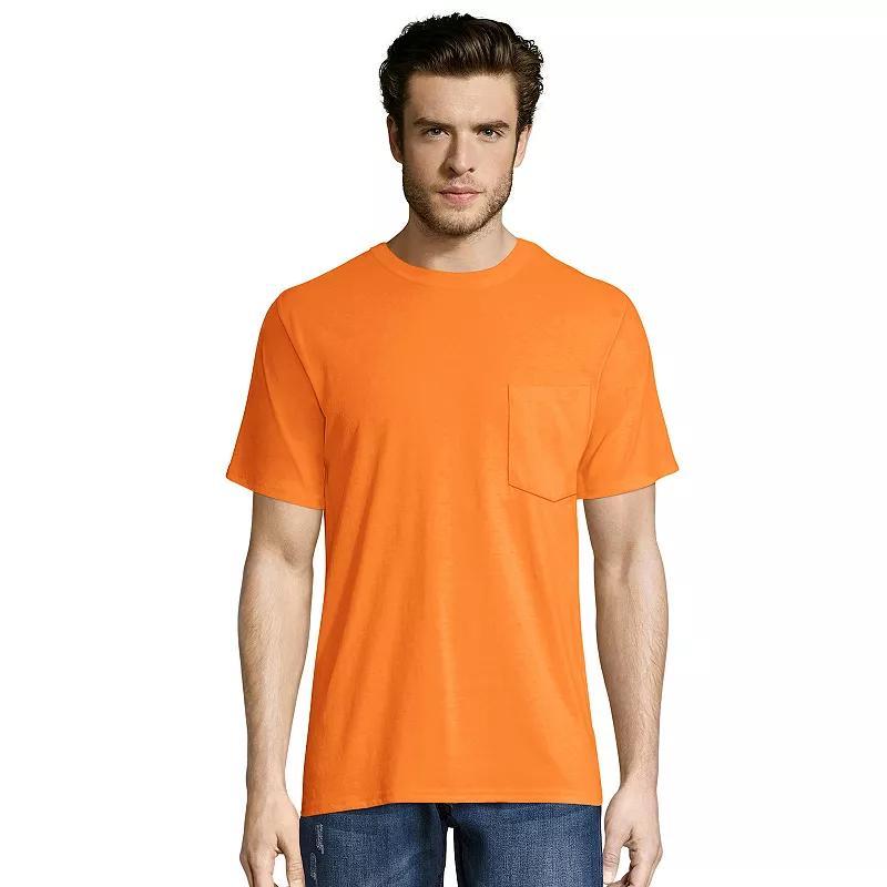 Hanes Mens Short Sleeve Workwear Crewneck T-Shirt 2pk - Neon Orange XXL Product Image