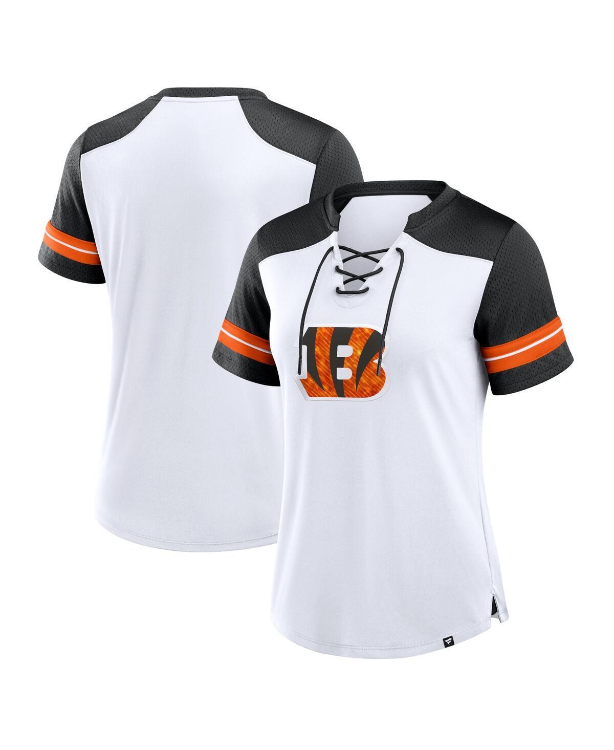 Womens Fanatics /Black Cincinnati Bengals Foiled Primary Lace-Up T-Shirt Product Image