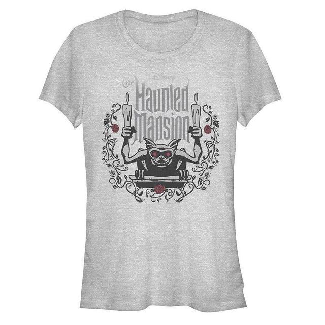 Disneys The Haunted Mansion Womens Gargoyle with Candles Roses Tee, Girls Athletic Grey Product Image