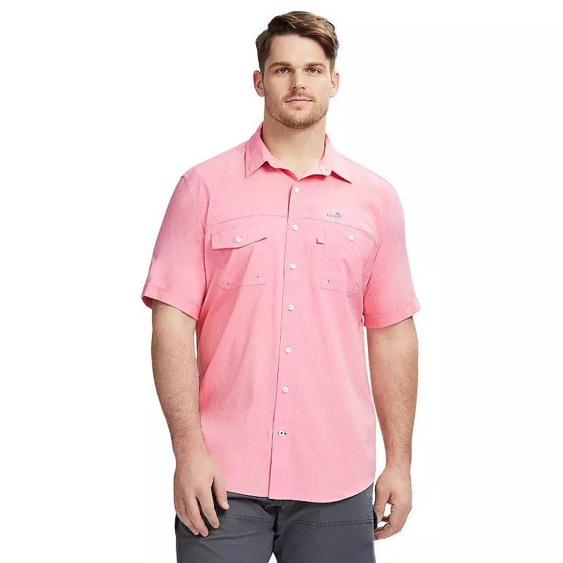 Big & Tall IZOD Sunshield Performance Button-Down Shirt, Mens Limpet White Product Image