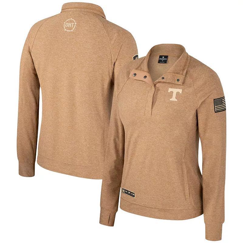 Womens Colosseum Tan Texas A&M Aggies OHT Military Appreciation Sand Tatum Quarter-Snap Raglan Jacket Product Image