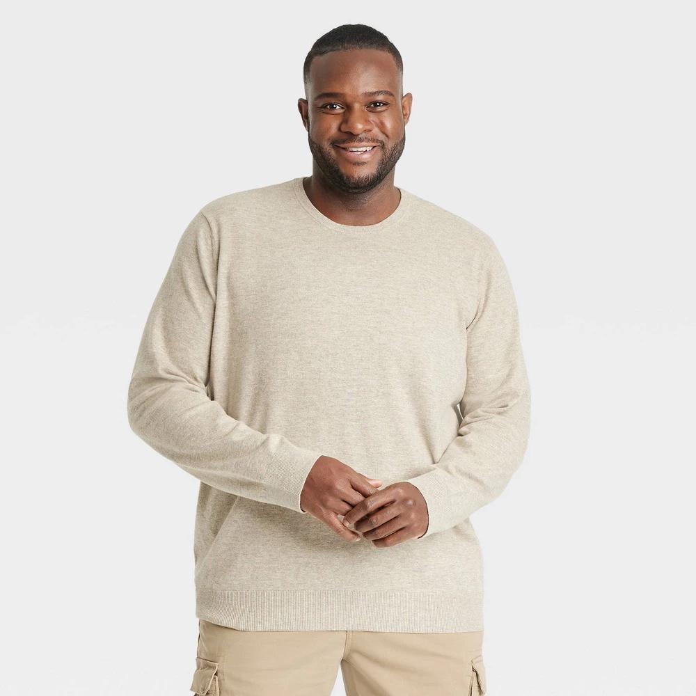 Mens Big & Tall Soft Knit Crewneck Pullover Sweater - Goodfellow & Co Taupe XXLT Product Image