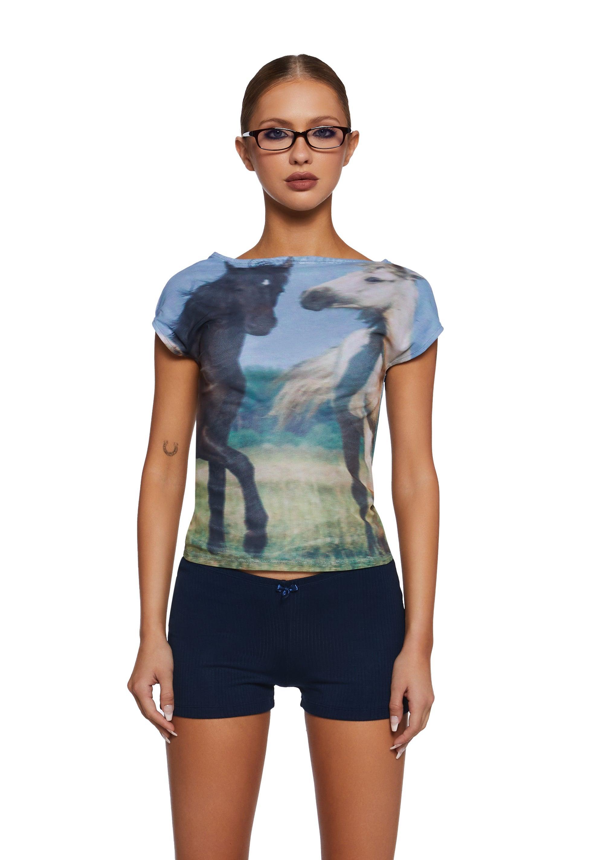 Motel Womens Horse Print Top - Multi Product Image