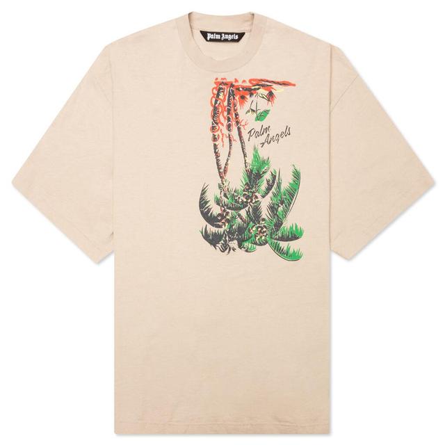 Upside Down Palm Tee - Beige/Green Male Product Image