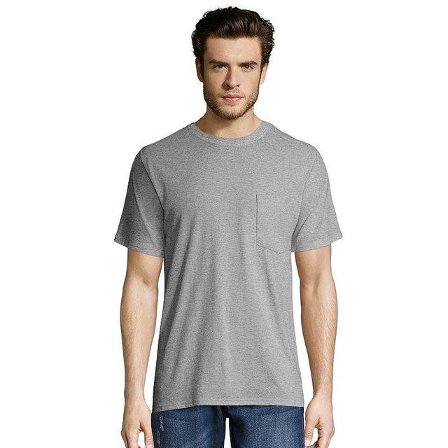 Hanes Mens Short Sleeve Workwear Crewneck T-Shirt 2pk - Light Steel Product Image