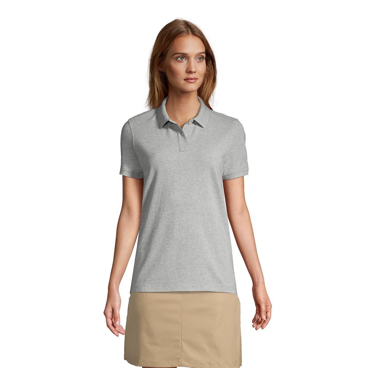 Womens Lands End School Uniform Short Sleeve Mesh Polo Shirt Blue Product Image