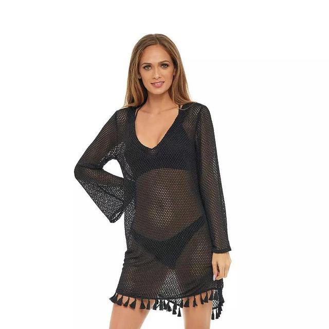 Womens Jordan Taylor V-Neck Tassel Trim Swim Cover-Up Tunic Product Image