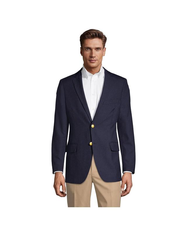 Mens Lands End Tailored Fit Hopsack Blazer Deep Blue Product Image