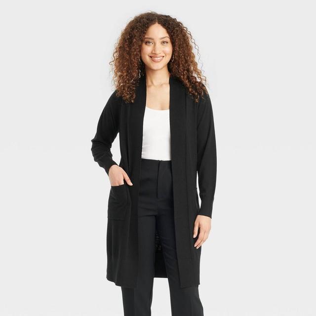 Womens Americas Duster Cardigan - A New Day Black M Product Image