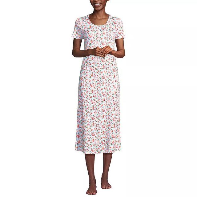 Womens Lands End Short Sleeve Mid-Calf Length Nightgown Product Image