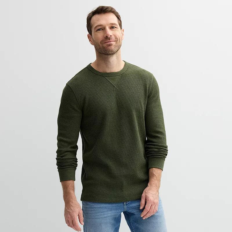 Mens Sonoma Goods For Life The Essential Waffle Thermal Tee Olive Grey Product Image