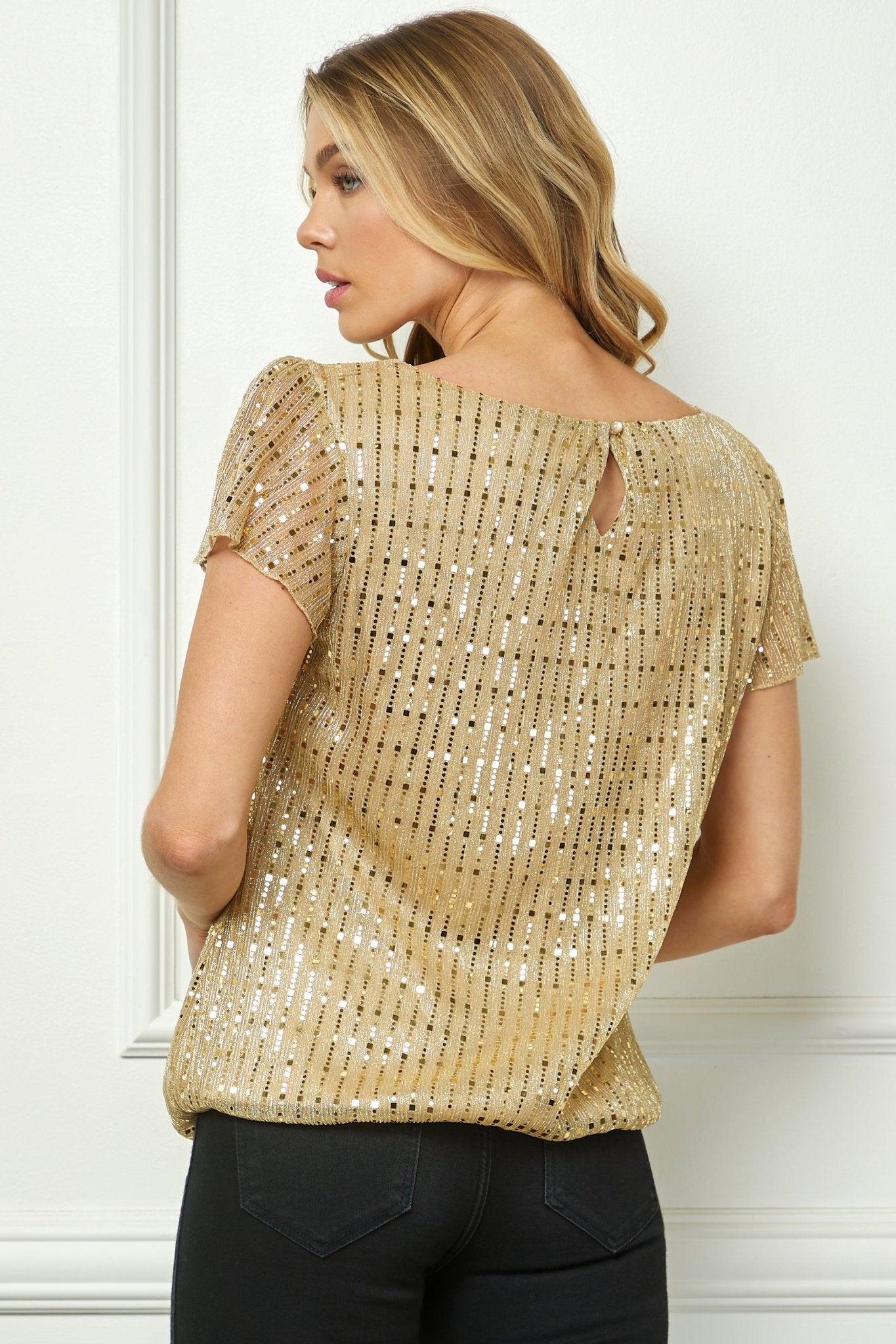 Short Flutter Sleeve Bubble Blouse Product Image