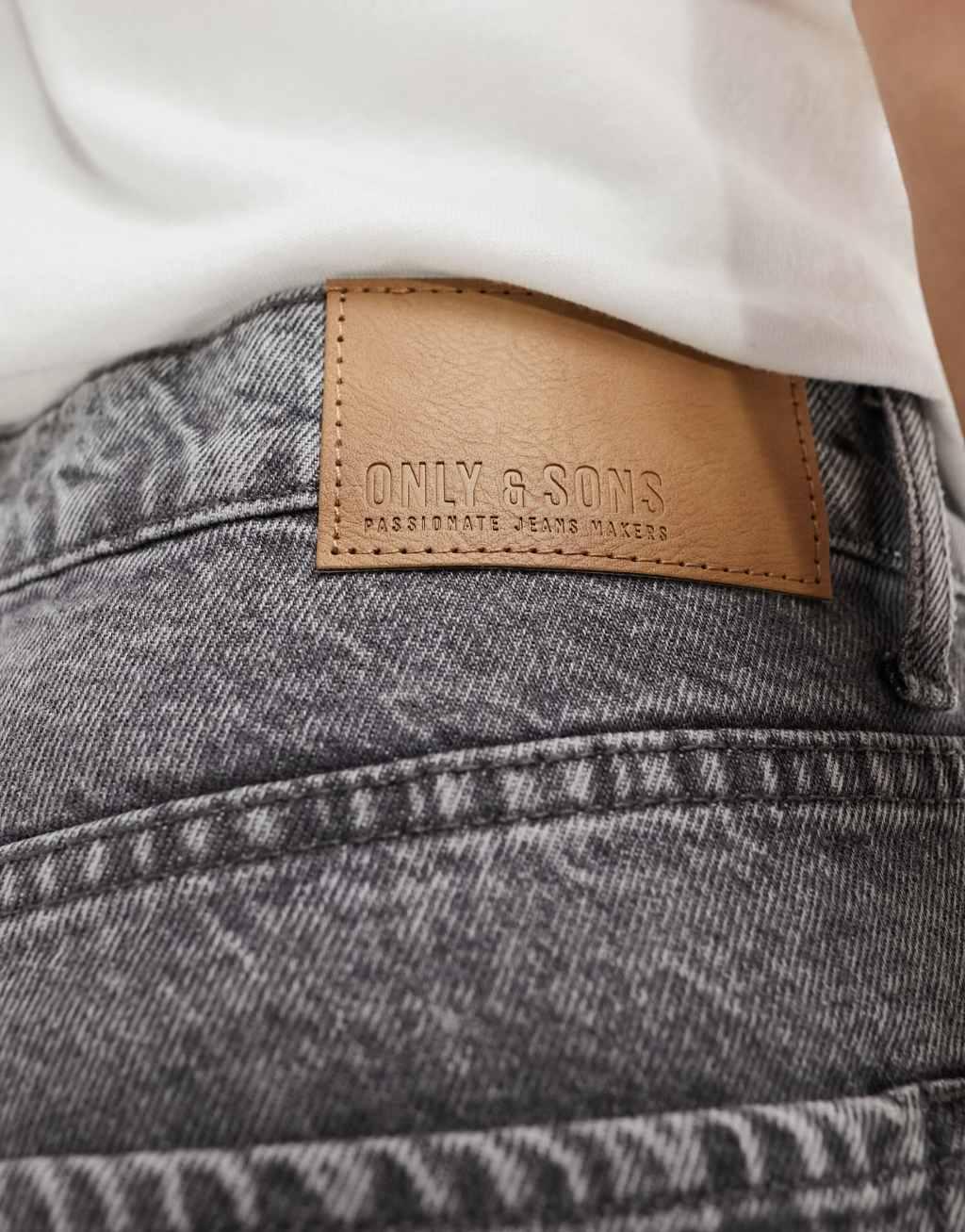 ONLY & SONS edge straight fit jeans in washed gray Product Image