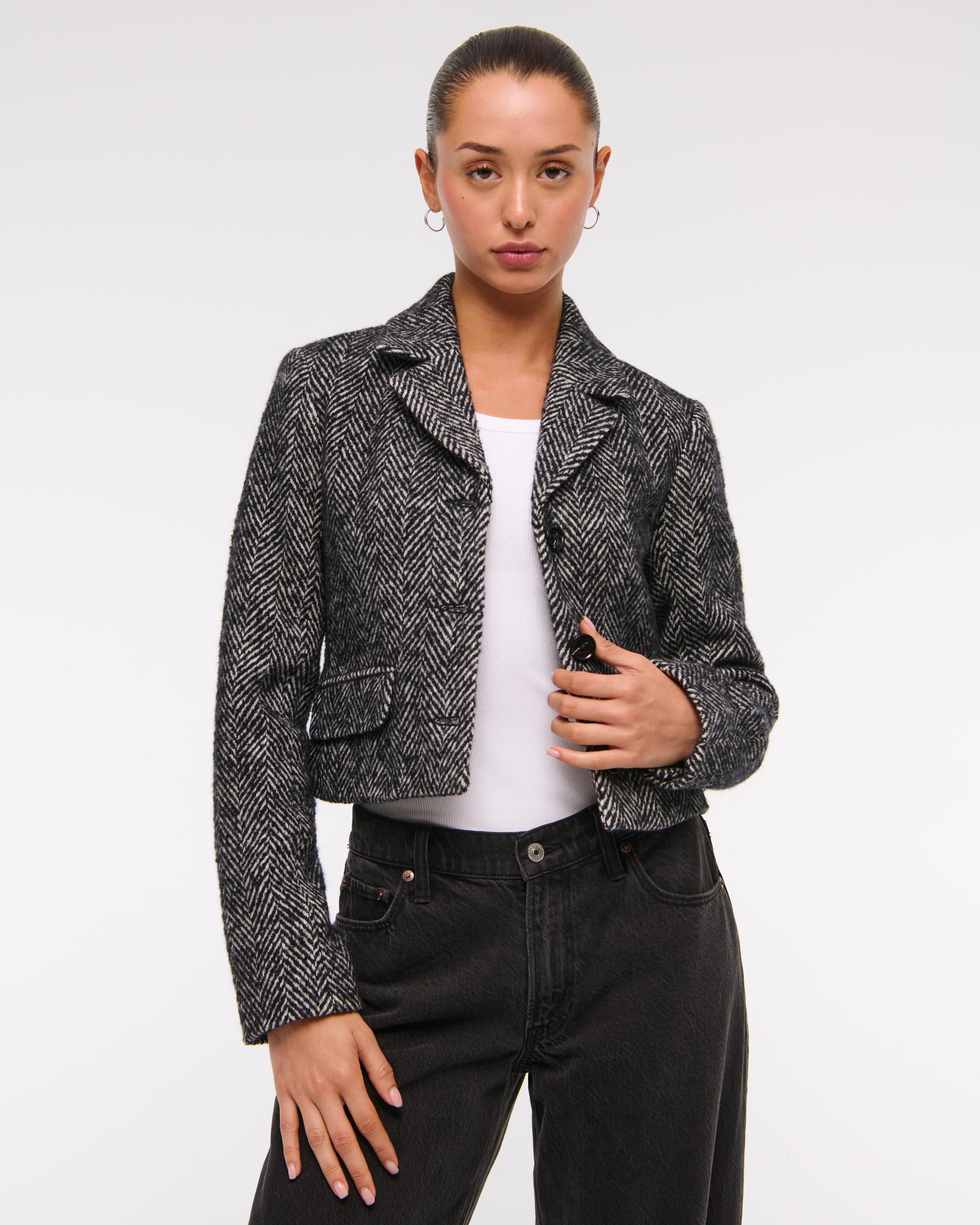 Cropped Wool-Blend Blazer Coat Product Image