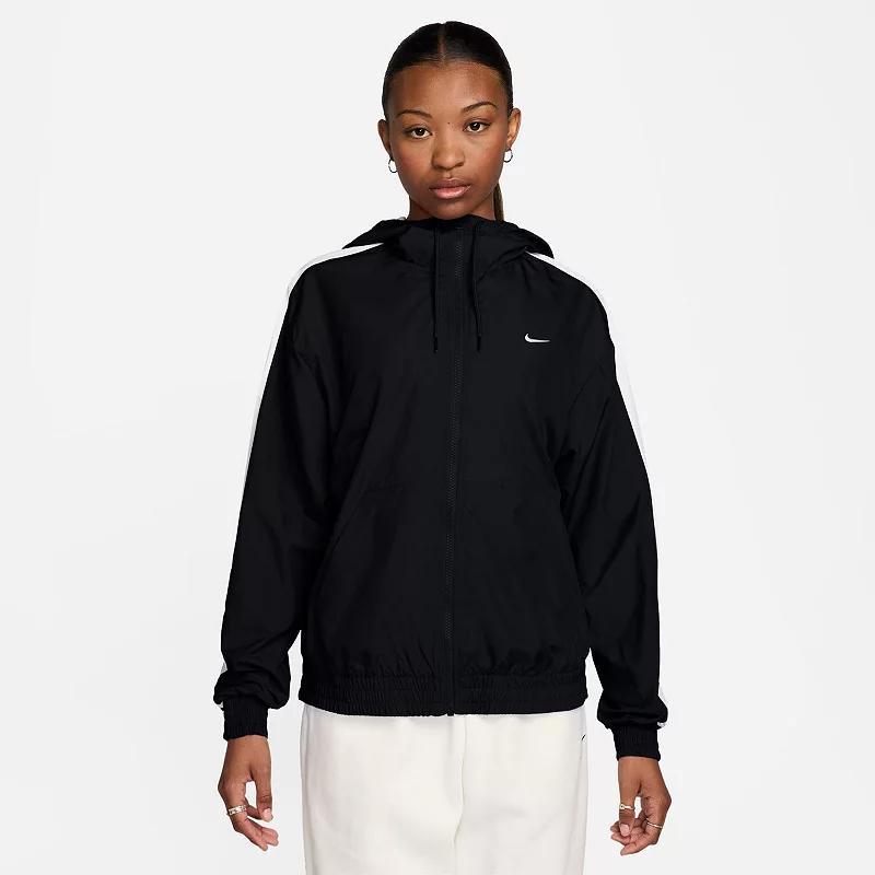 Nike Womens Sportswear Classic Zip-Front Hooded Jacket - Black Product Image