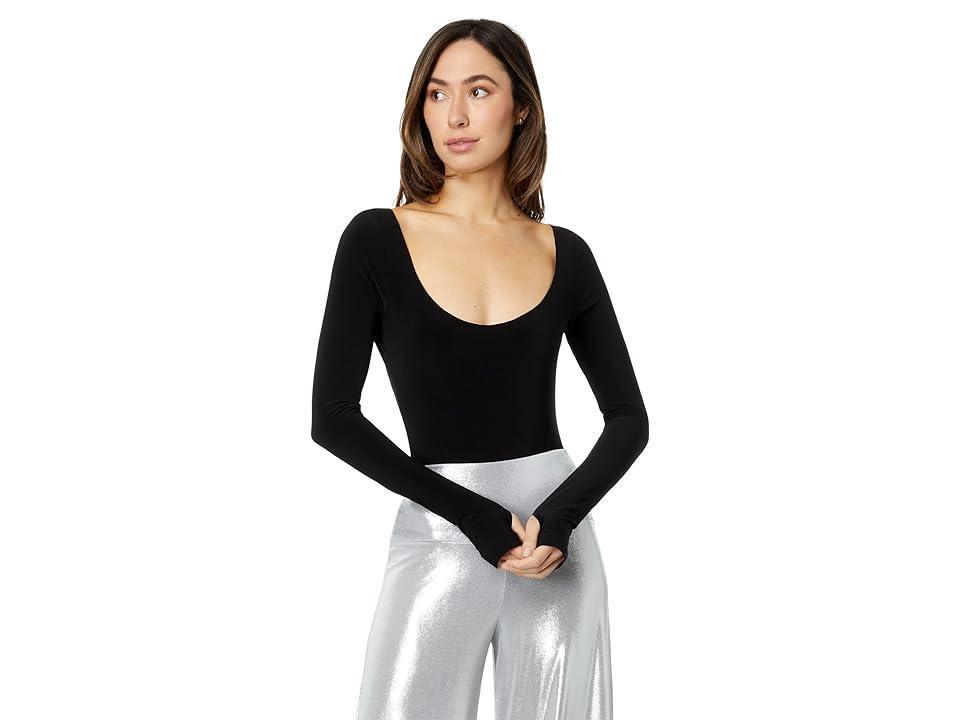 Norma Kamali Long Sleeve Deep Scoop Neck Bodysuit Women's Clothing Product Image