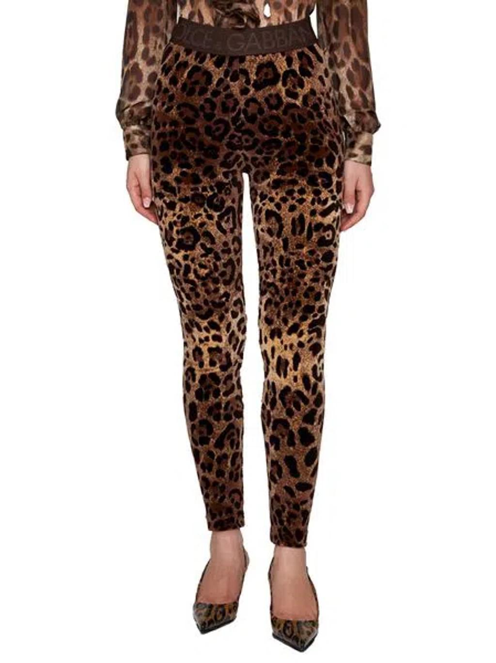 DOLCE & GABBANA Leopard-print Jacquard Leggings Product Image