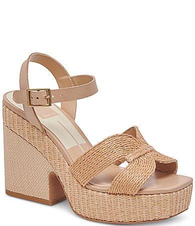 Dolce Vita Cale Woven Raffia Platform Sandal Product Image