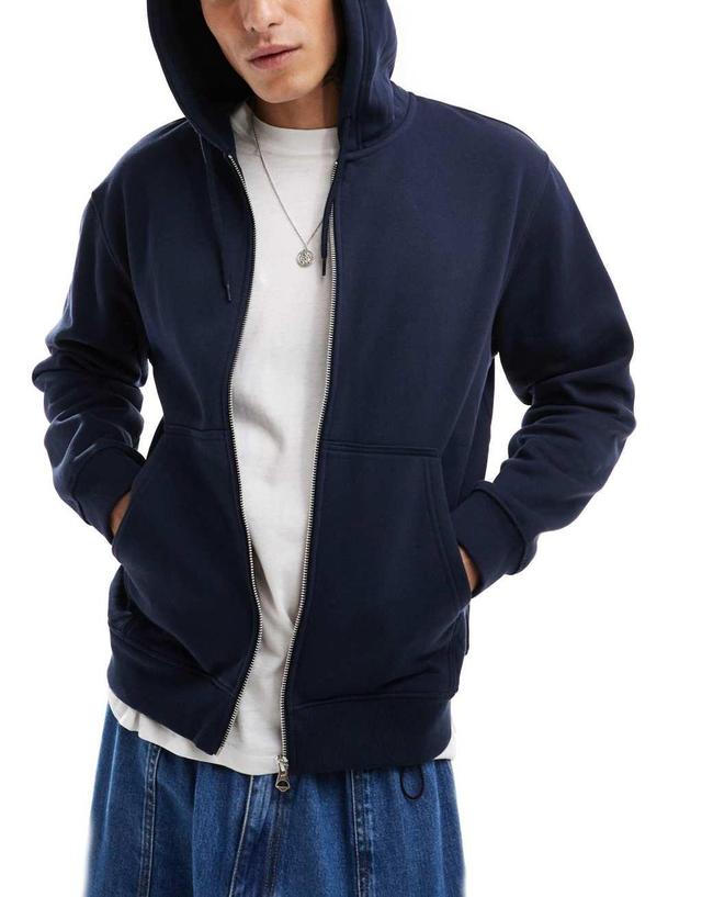 Weekday zip up hoodie in navy Product Image