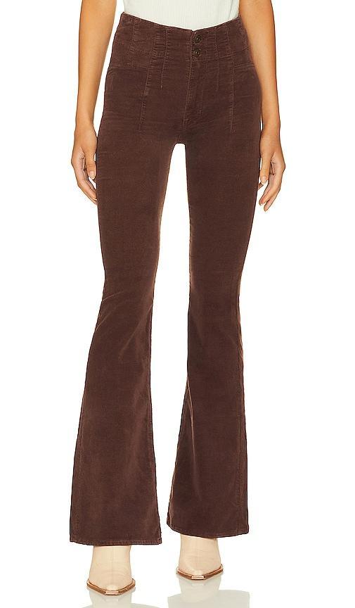 Jayde Seamed Corduroy Flare Pants In French Roast Product Image